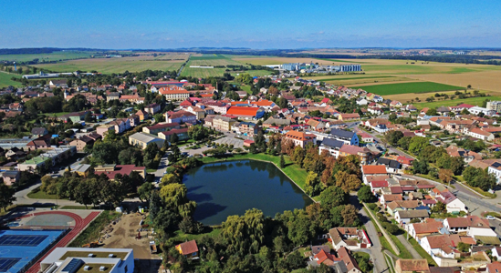 Letecký pohled Kožichovice okres Třebíč